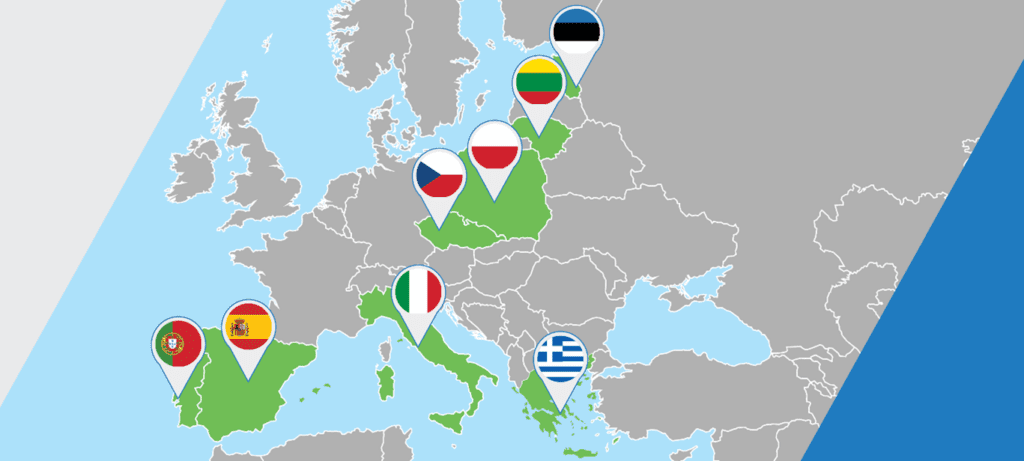 mapa zúčastněných zemí